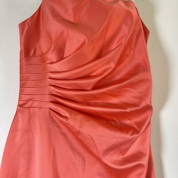 Vintage 90s Cache Strapless Satin Coral Evening Prom Formal Dress Y2K - Picture 3 of 10